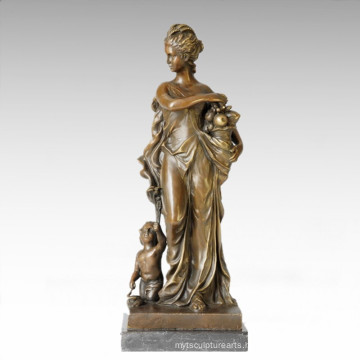 Classical Figure Statue Lady Shopping Bronze Sculpture TPE-129